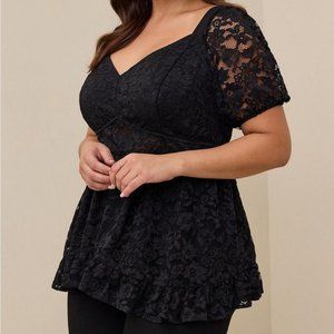 Torrid Lace Peplum Babydoll Top 2X BNWT